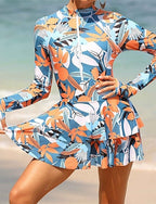 Rash Guard One Piece Swimsuit Front Zip Spandex Uv Sun Protection Upf50+ Quick Dry Long Sleeve Swimwear Bathing Suit Surfing Beach Water Sports Summer