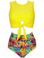 Swimwear Bikini 2 Piece Briefs Swimsuit Slim Backless Vacation Color Leopard Halter Neck Sleeveless Bathing Suits