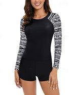 Rash Guard Swimsuit 2 Piece Spandex Uv Sun Protection Upf50+ Quick Dry Long Sleeve Swimwear Swimsuit Surfing Beach Water Sports Summer