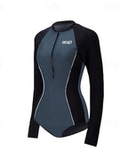 Surfing Suit One Piece Swimsuits Color-blocking Uv Sun Protection Quick Dry Long Sleeve Swimwear Beach Water Sports Swimming Spring