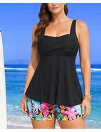 Print Swimsuit Bathing Suit 2 Pieces Tropical Ultra Light (ul) Elastic Sleeveless Swimwear Surfing Snorkeling Summer