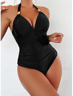 One Piece Swimsuit Slimming Underwire Leopard Monokini Backless Tummy Control High Waist Slim Vacation Beach Wear Color Halter Neck Sleeveless Bathing Suits
