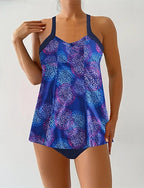 One Piece Swimsuit V Neck Swimwear Swimwear Purple Green Breathable Quick Dry Lightweight Sleeveless - Swimming Surfing Beach Summer Spring