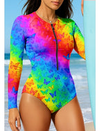 Regular Rash Guard Gradient Abstract Upf50+ Quick Dry Lightweight Long Sleeve Bodysuit Swim Shirt Surfing Canoeing Beach Summer