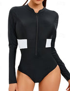 Rash Guard Bathing Suit One Piece Swimsuit Printed Zip Up Uv Sun Protection Upf50+ Long Sleeve Swimwear Surfing Swimming Summer
