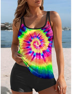 Tankini 2 Piece Swimsuit Tie Dye Vacation Tie Dye Gradient
