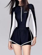 Rash Guard Bathing Suit Swimwear Swimwear Black Uv Protection Tummy Control Long Sleeve - Surfing Canoeing Snorkeling Summer Spring