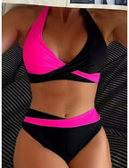 Bikini 2 Piece Swimsuit Colorblock Stylish Graphic Color Block Sleeveless Bathing Suits