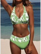Bikini 2 Piece Swimsuit Palm Stylish Graphic Sleeveless Bathing Suits