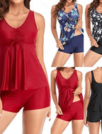 Bathing Suit Tankini Two Piece Swimsuit Tropical Tummy Control Elastic Sleeveless Swimwear Surfing Beach Vacation Summer