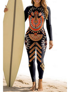 Standard Rash Guard Full Body Swimwear Dive Skin Suit Folk Front Zip Upf50+ Quick Dry High Elasticity Long Sleeve Swimwear Surfing Canoeing Diving Summer