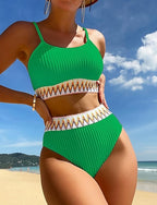 Bathing Suit High Waisted Ruched Bikini Swimsuits Elastic Sleeveless Swimwear Surfing Beach Vacation Summer