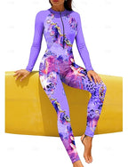 Regular Rash Guard Full Body Rash Guard Bathing Suit Leopard Ocean With Built in Bra Front Zip Uv Sun Protection Full Coverage Upf50+ Long Sleeve Full Body Swimwear Surfing Canoeing Beach