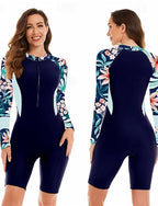 Rash Guard One Piece Swimsuit Front Zip Spandex Uv Sun Protection Upf50+ Quick Dry Long Sleeve Bodysuit Bathing Suit Surfing Beach Water Sports Summer